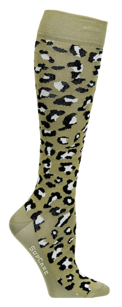 Leopardmönstrade stödstrumpor, grön